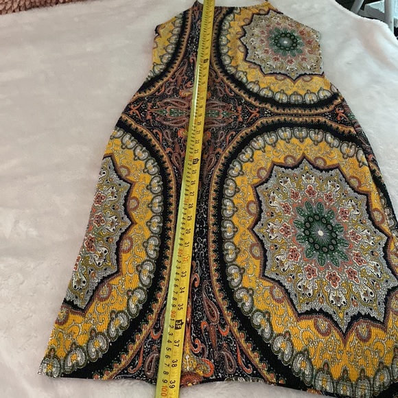 SEXY! Vintage Halter Body Con Midi Dress Multi print Size S-M - Picture 9 of 11